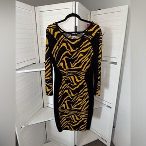 Diva Black and Yellow Zebra Long Sleeve Dress